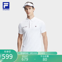 FILA 斐乐男子针织短袖POLO衫2024夏季网球运动基础上衣 亮白-WT 185/104A/XXL