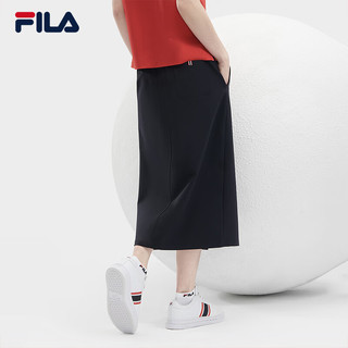 FILA 斐乐女子梭织裙2024夏季时尚休闲基础半身裙一步裙 传奇蓝-NV 175/74A/XL