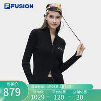 FILA FUSION斐乐潮牌织外套女2024春时尚休闲修身立领上衣 正黑色-BK 180/96A/XXL