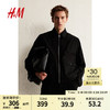 H&M男装夹克2024春季时尚标准版型斜纹布外套1222361 黑色 165/84A XS