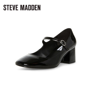 史蒂夫·马登 STEVE MADDEN粗跟一字带玛丽珍单鞋 HALSTON 黑色 34