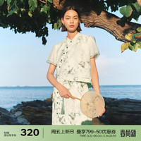 伊芙丽（eifini）伊芙丽雾感花纱拼接改良新中式国风小上衣女2024春装新款 玉石色 上衣预售[4月3日]发 160/84A/M