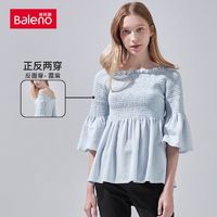 Baleno 班尼路 t恤女纯色时尚休闲甜美风双领舒适露肩女上衣