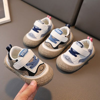莫诗尼 小童板鞋春秋季新款男童女宝宝鞋子0-3岁婴儿软底 兰色 19码内长13.5