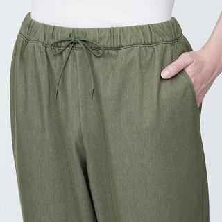 无印良品（MUJI） 男式 针织牛仔 轻便裤 男士牛仔裤男款裤子抽褶宽松休闲早春 深绿色 L 175/88A