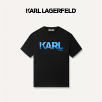 Karl Lagerfeld卡尔拉格斐轻奢老佛爷男装 24夏款logo经典印花短袖T恤 黑色 54