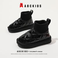 ABCKIDS 儿童雪地靴保暖棉鞋加绒爆款一脚蹬冬季防滑厚底皮面亲子