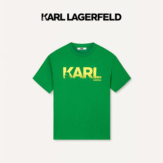 Karl Lagerfeld卡尔拉格斐轻奢老佛爷男装 24夏款logo经典印花短袖T恤 绿色 52