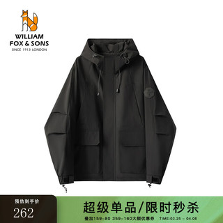 William fox&sons 三防高密度科技斜纹面料立体裁剪机能风户外连帽男 黑色 XXL/54