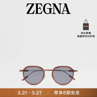 杰尼亚（Zegna）24春夏透明棕色醋酸纤维和金属太阳镜EZ0246-5145A-ONE SIZE