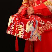 寻年味 结婚礼红色包袱皮刺绣大号中式女方新娘陪嫁妆包裹布婚庆喜盆红布