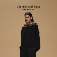 【】Johnstons of Elgin女士经典豹纹围巾羊绒围巾礼盒
