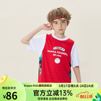 Kappa Kids卡帕中大童夏季运动舒适百搭短袖透气24年 红色   160