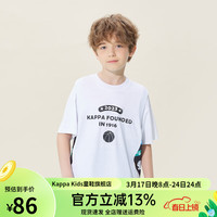 Kappa Kids卡帕中大童夏季运动舒适百搭短袖透气24年 白色   140