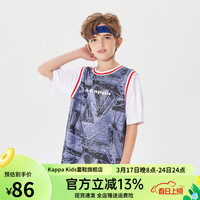 Kappa Kids卡帕儿童夏季短袖潮流运动学院风格舒适透气百搭中大童 黑色   120