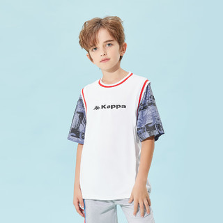 Kappa Kids卡帕儿童夏季短袖潮流运动学院风格舒适透气百搭中大童 白色   170