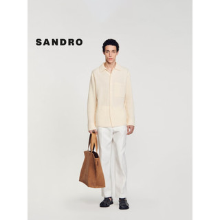SANDRO2024春夏男装法式简约衬衫领长袖针织上衣SHPTR00540 米黄色 S
