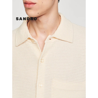 SANDRO2024春夏男装法式简约衬衫领长袖针织上衣SHPTR00540 米黄色 S