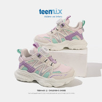 天美意（TEENMIX）天美意儿童运动鞋2024春季女童小白鞋网面透气老爹鞋旋钮 粉色 单层 35码
