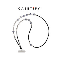 CASETIFYCASETiFY 适用于iPhone全系列 斜挎背带手机背带便携珍珠样式 酷黑爱心
