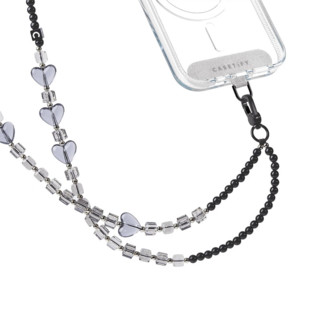 CASETIFYCASETiFY 适用于iPhone全系列 斜挎背带手机背带便携珍珠样式 酷黑爱心