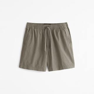 Abercrombie & Fitch 男装 24春夏亚麻混纺松紧腰短裤 358455-1 橄榄绿 XS (170/70A)