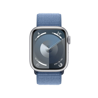 Apple Watch Series 9 智能手表GPS款41毫米银色铝金属表壳凛蓝色回环式运动表带 MR923CH/A【AC+版】