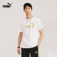 PUMA 彪马 官方男女情侣修身休闲印花圆领纯棉短袖T恤 845573