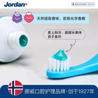 Jordan 挪威Jordan低氟防蛀婴幼儿童宝宝牙膏0-12岁草莓水果味3支