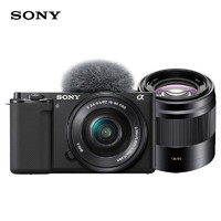 SONY 索尼 ZV-E10L Vlog微单数码相机黑色 人像双镜头套装（标准镜头+50F1.8定焦大光圈镜头黑色）