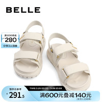 BeLLE 百丽 魔术贴平底凉鞋女2022夏新商场同款羊皮休闲运动凉鞋BED38BL2