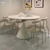 巴普洛 华尔兹伸缩餐桌可变圆桌极简约现代网红纯白奶油风岩板餐桌