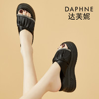 DAPHNE 达芙妮 厚底凉拖鞋女外穿夏季2024新款坡跟凉鞋高级感时尚高跟拖鞋