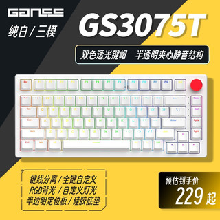 HELLO GANSS GANSS 3104T/3075T 客制化机械键盘高斯三模无线键盘蓝牙2.4G有线热插拔办公游戏键盘 3075T白色