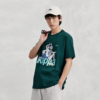 卡帕（Kappa）短袖2024男女夏索罗娜骑行图案衫休闲T恤多色半袖 玻璃绿-3066 S