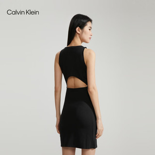 Calvin Klein Jeans24春夏女士气质优雅简约印花后腰镂空无袖连衣裙J223067 BEH-太空黑 S