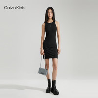 Calvin Klein Jeans24春夏女士气质优雅简约印花后腰镂空无袖连衣裙J223067 BEH-太空黑 S