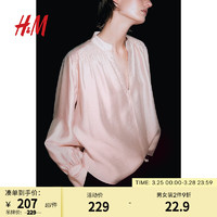 H&M女装衬衫2024春季休闲宽松透气套头衬衫1216154002 