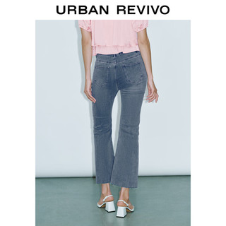 URBAN REVIVO 女士时髦复古水洗喇叭牛仔长裤 UWG840124 浅蓝 25