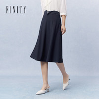 FINITY 菲妮迪 品牌半身裙2024春季简约休闲风时尚高腰百搭A字半裙女 藏青色 XL