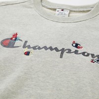 Champion 女款百搭草写印花LOGO收下摆卫衣