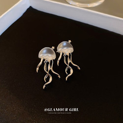 銀針深海水母磨砂耳環時尚創意設計感耳釘甜酷小眾個性 S1045