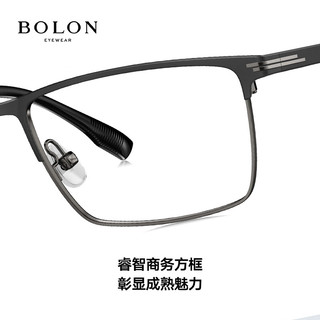 暴龙（BOLON）近视眼镜框2024光学镜架合金复古男女可配度数BJ7357 B11-哑黑 框+依视路1.67A4(800度内)