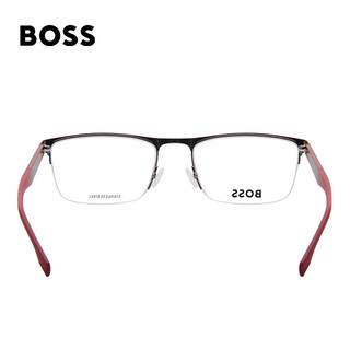 雨果博斯（HUGO BOSS）光学眼镜架男款枪色镜框黑色镜腿近视眼镜框1487 9N2 58mm 9N2-枪色镜框黑色镜腿