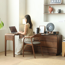 欣雅图 北美黑胡桃木梳妆台电脑桌一体桌子卧室书桌写字台实木家用办公桌