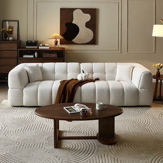 全友家居 奶油风布艺沙发客厅直排式一字沙发家用111112 奶白|2.84米布艺沙发(左3+右3)