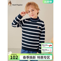 暇步士(Hush Puppies)童装男童打底衫春装儿童线衣柔软舒适混纺线衣时尚休闲 彩条 120cm