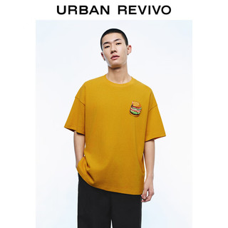 URBAN REVIVO UR2024夏季新款男装趣味层次立体图案舒适棉质短袖T恤UMV440037 郁金黄 M