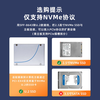 EB-LINK PCIe3.0 X8转双口SFF8643接口转SFF8639 U.2转接卡NVMe SSD固态硬盘扩展卡