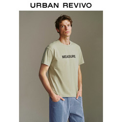 URBAN REVIVO UR2024夏季新款男装时尚休闲百搭字母印花圆领短袖T恤UMF440033 浅绿 XS